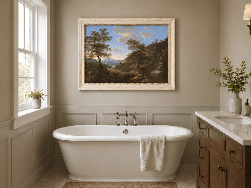 Landscape Oil Painting - Italian Landscape with Waterfall
