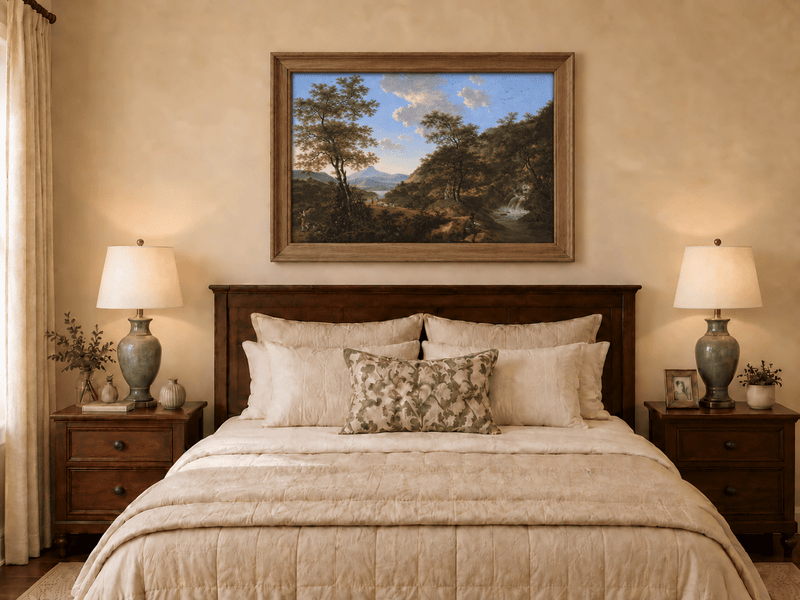 Landscape Oil Painting - Italian Landscape with Waterfall