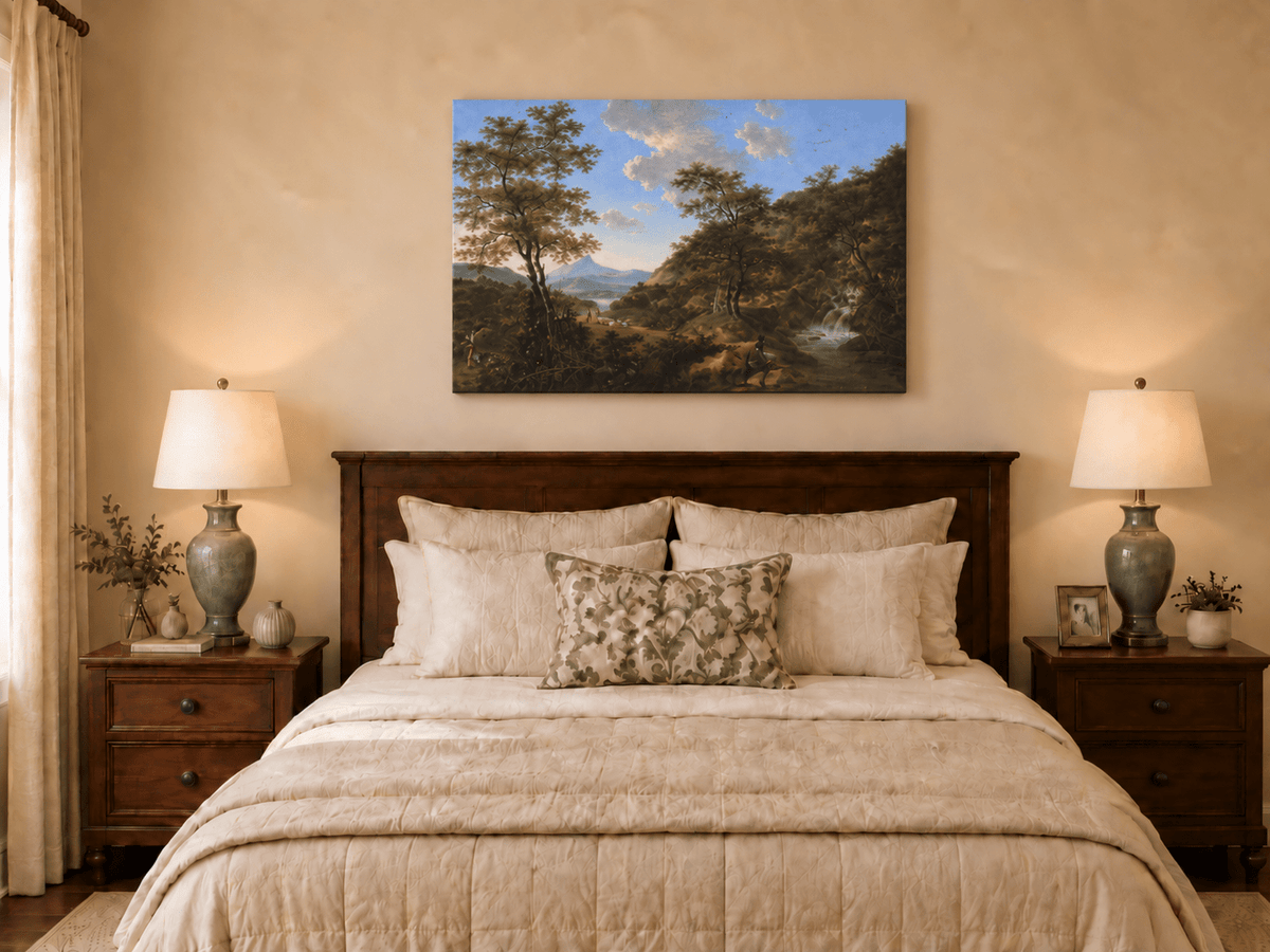 Landscape Oil Painting - Italian Landscape with Waterfall