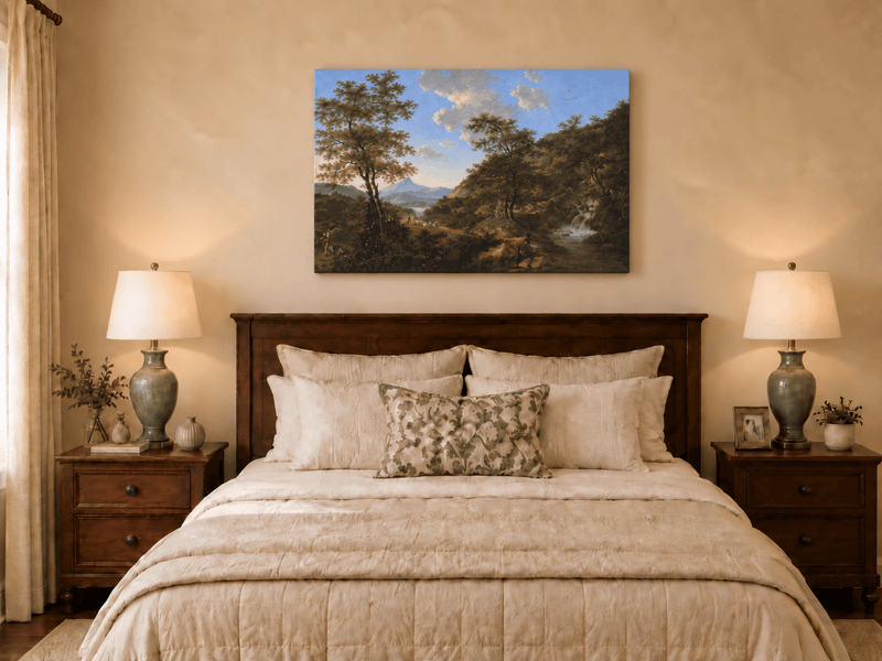 Landscape Oil Painting - Italian Landscape with Waterfall