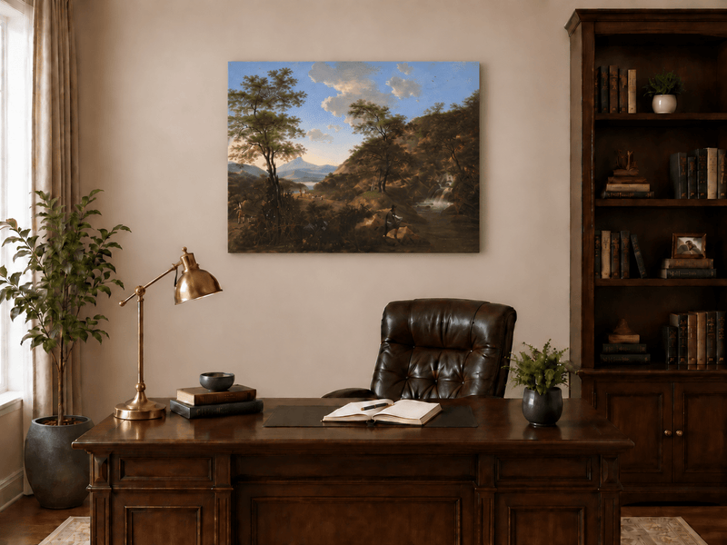 Landscape Oil Painting - Italian Landscape with Waterfall