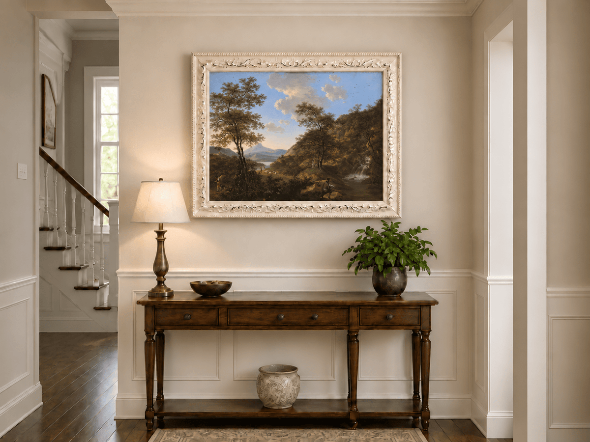 Landscape Oil Painting - Italian Landscape with Waterfall