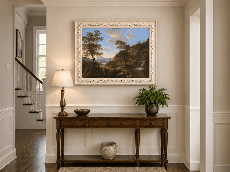 Landscape Oil Painting - Italian Landscape with Waterfall