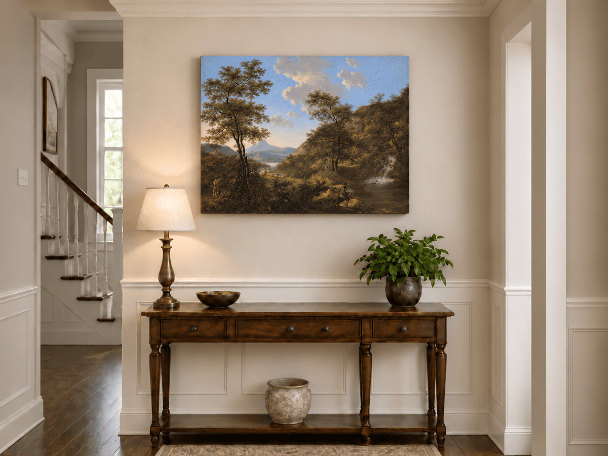 Landscape Oil Painting - Italian Landscape with Waterfall