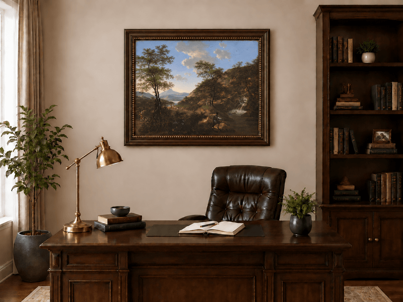 Landscape Oil Painting - Italian Landscape with Waterfall