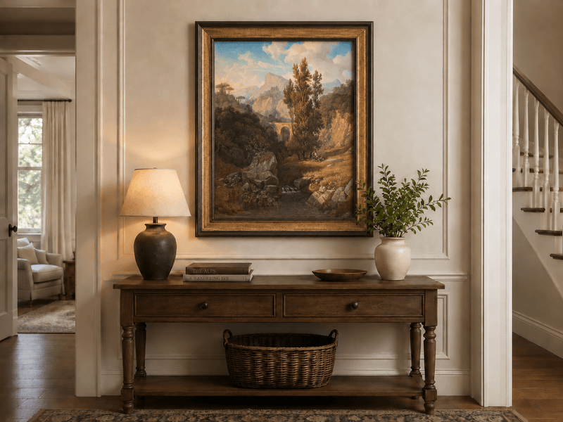 Peinture à l'huile de paysage - Vallée de montagne italienne