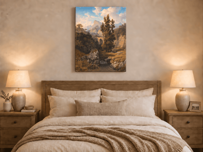 Peinture à l'huile de paysage - Vallée de montagne italienne