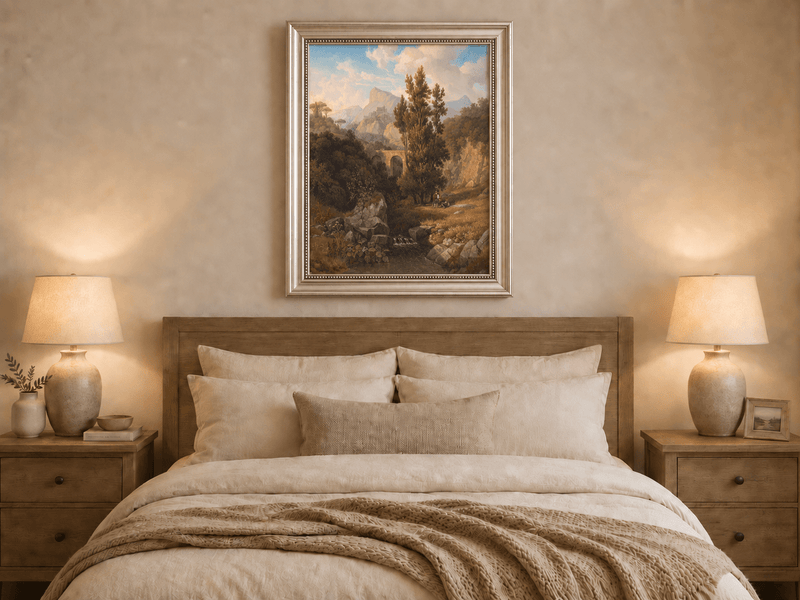 Peinture à l'huile de paysage - Vallée de montagne italienne