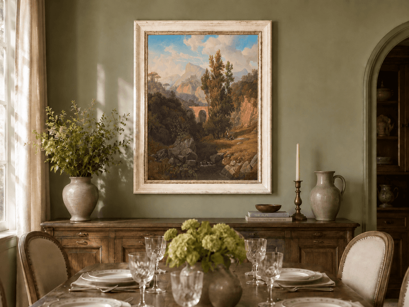 Peinture à l'huile de paysage - Vallée de montagne italienne