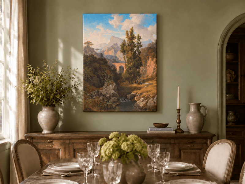 Peinture à l'huile de paysage - Vallée de montagne italienne