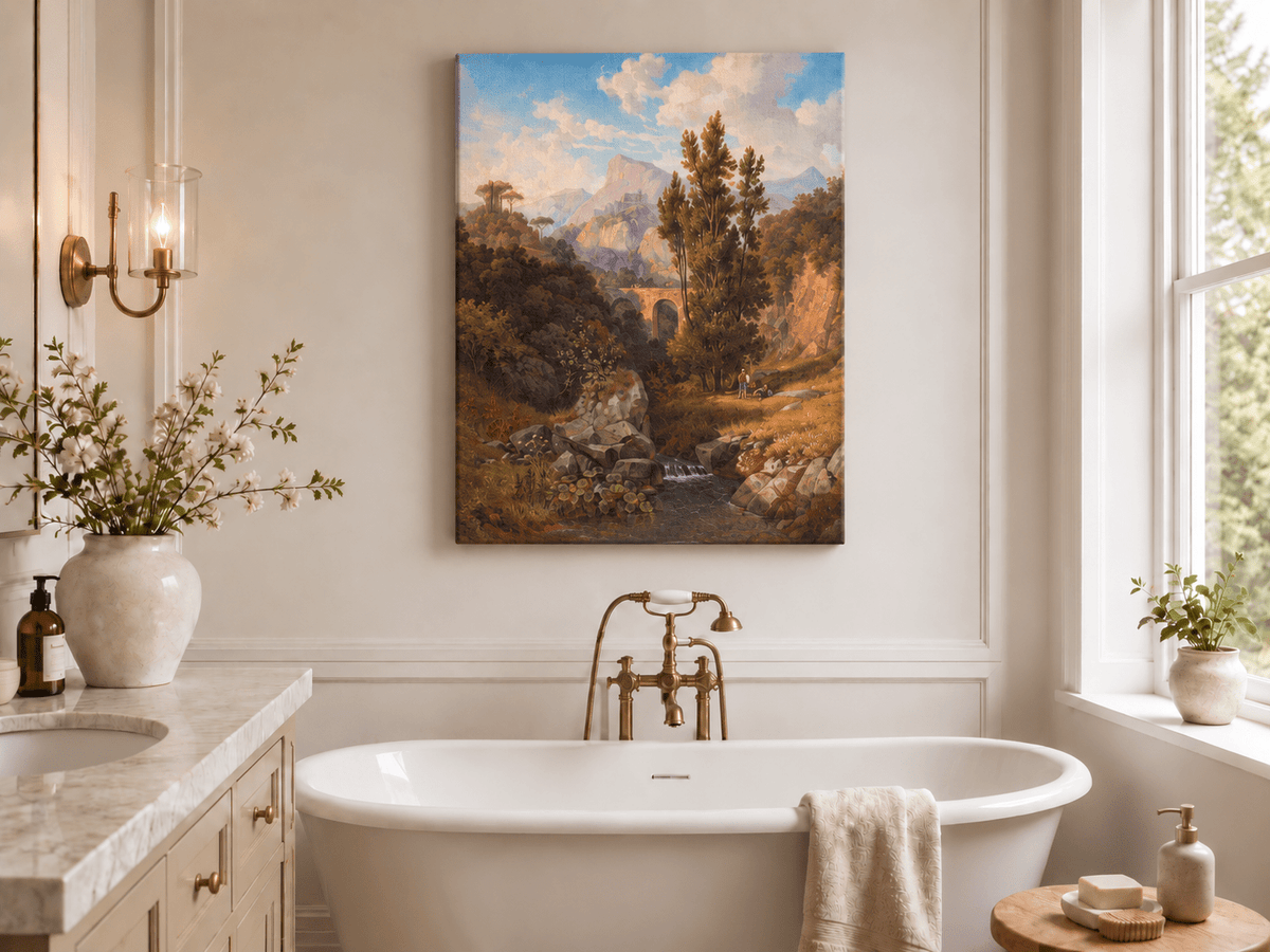 Peinture à l'huile de paysage - Vallée de montagne italienne