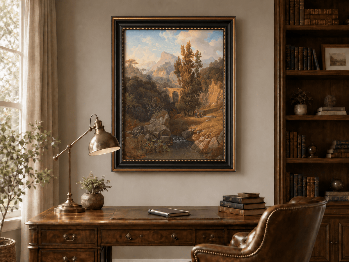 Peinture à l'huile de paysage - Vallée de montagne italienne