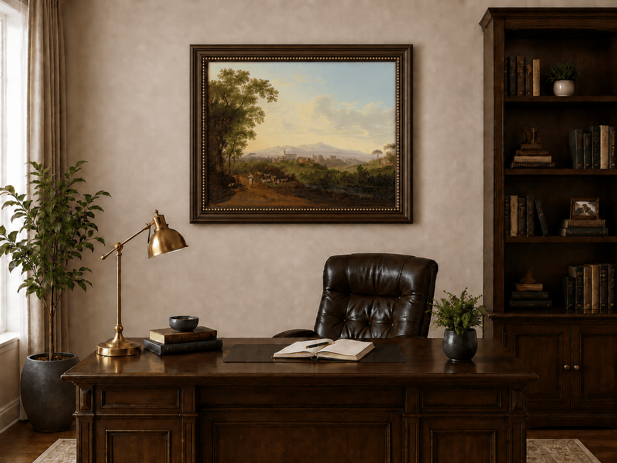 Landschaft Ölgemälde - Italienisches Dorf