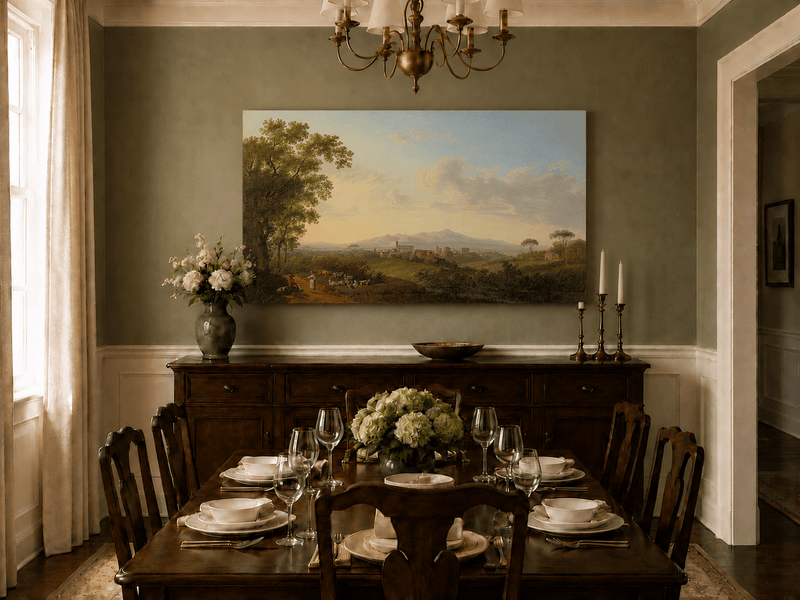 Landschaft Ölgemälde - Italienisches Dorf
