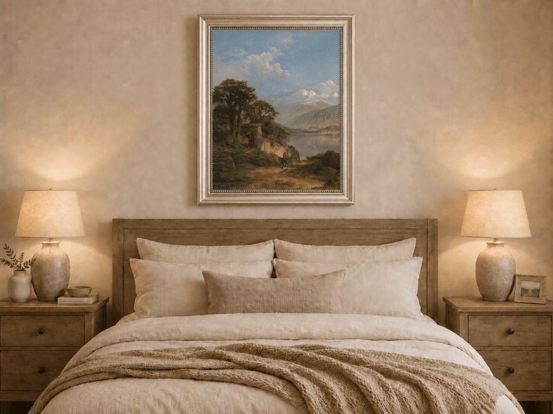 Landscape Oil Painting - Lake Como Mountain & Lakeside Path