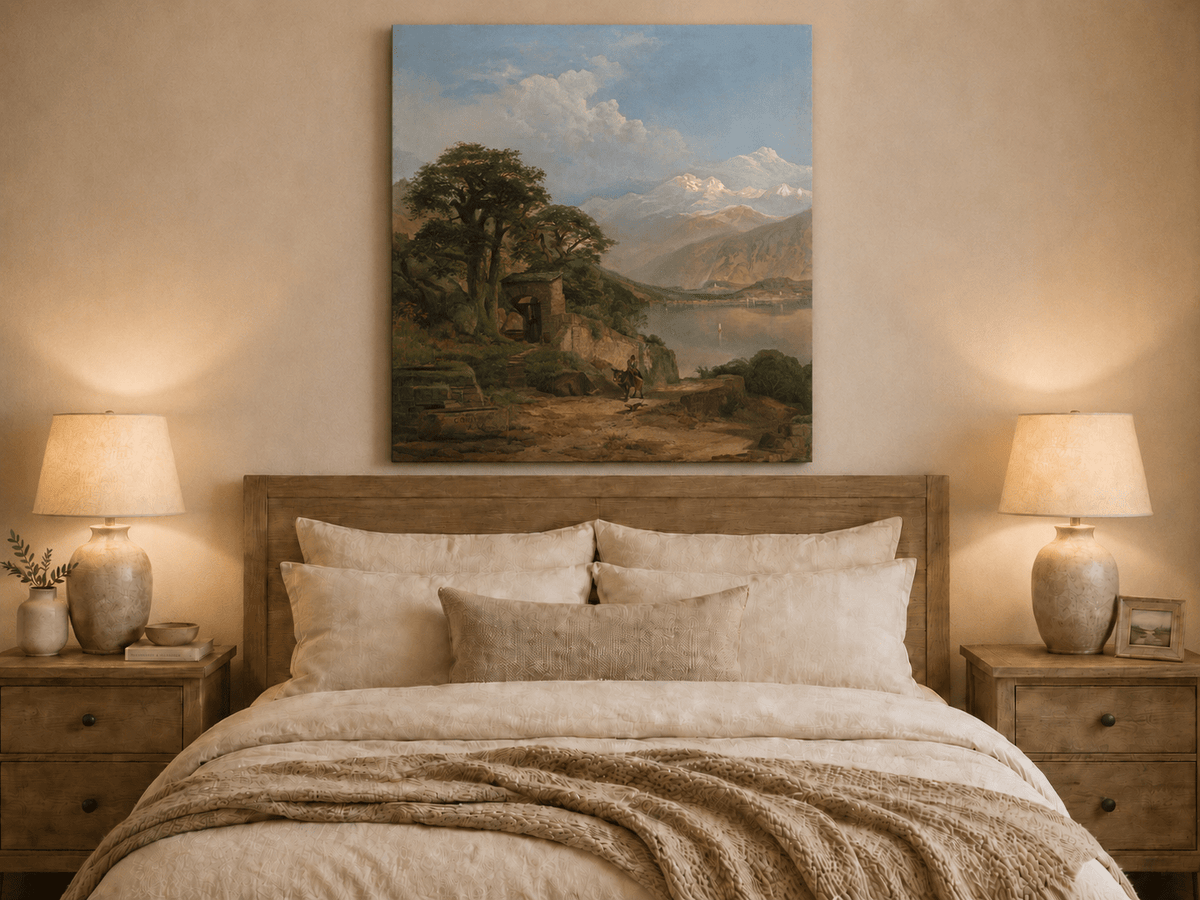 Landscape Oil Painting - Lake Como Mountain & Lakeside Path