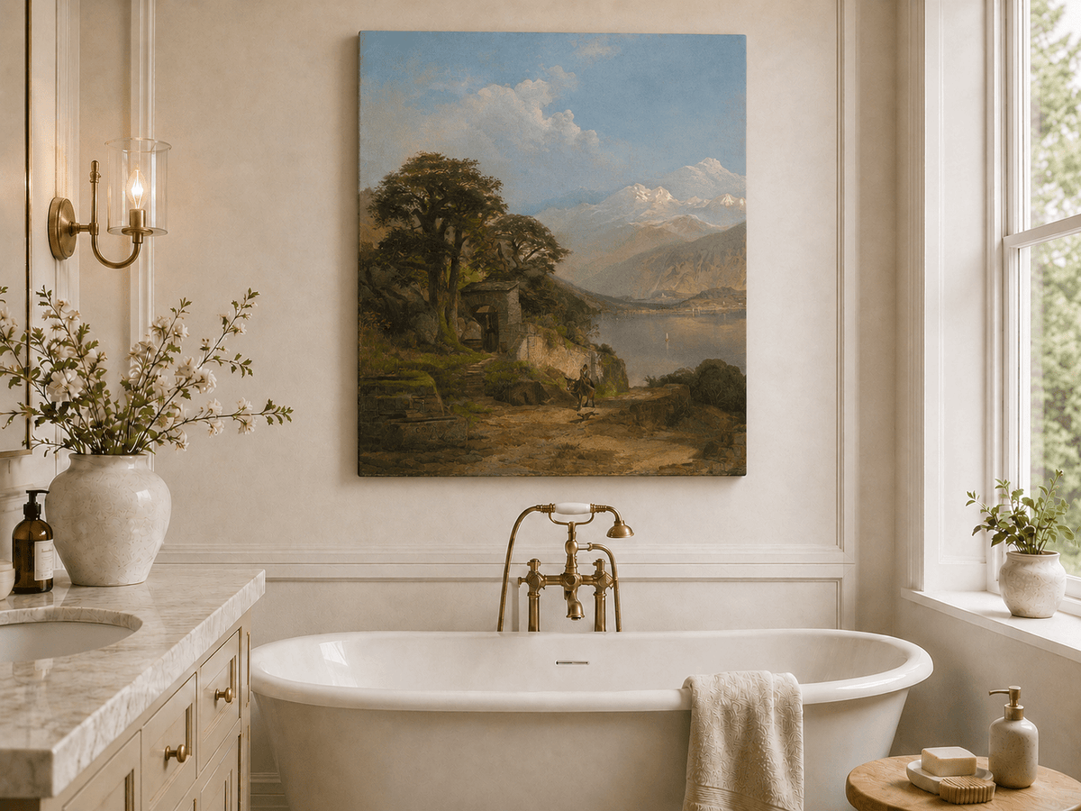 Landscape Oil Painting - Lake Como Mountain & Lakeside Path