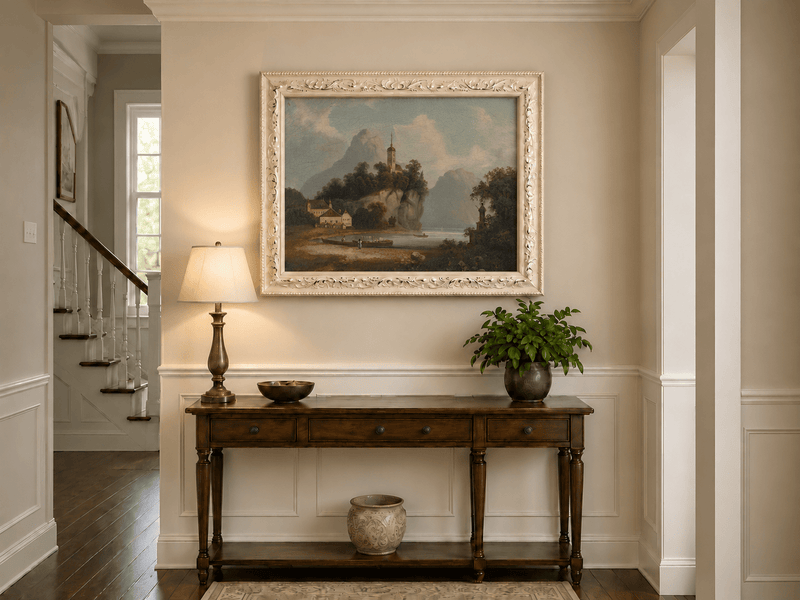 Landscape Oil Painting - Lakeside Rock Hill Church