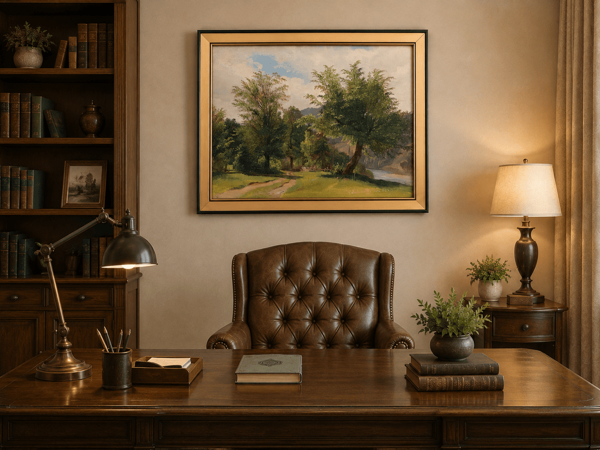 Peinture à l'huile de paysage - Peinture à l'huile de paysage - Sentier au bord de la rivière