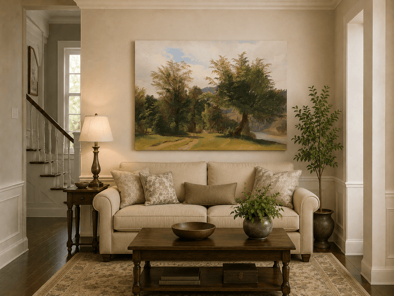 Peinture à l'huile de paysage - Peinture à l'huile de paysage - Sentier au bord de la rivière