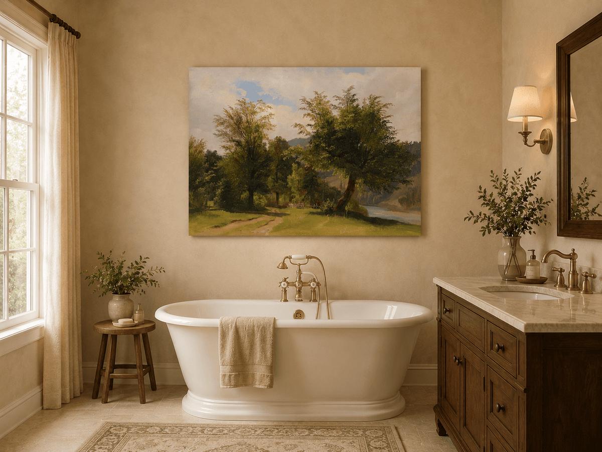 Peinture à l'huile de paysage - Peinture à l'huile de paysage - Sentier au bord de la rivière
