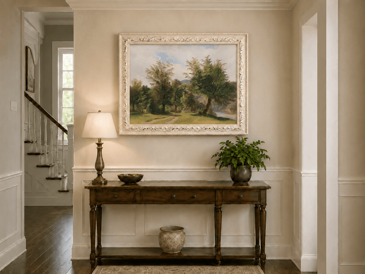 Peinture à l'huile de paysage - Peinture à l'huile de paysage - Sentier au bord de la rivière