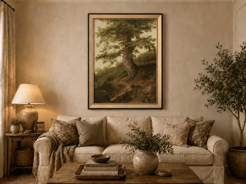 Peinture à l'huile de paysage - Grand chêne ancien