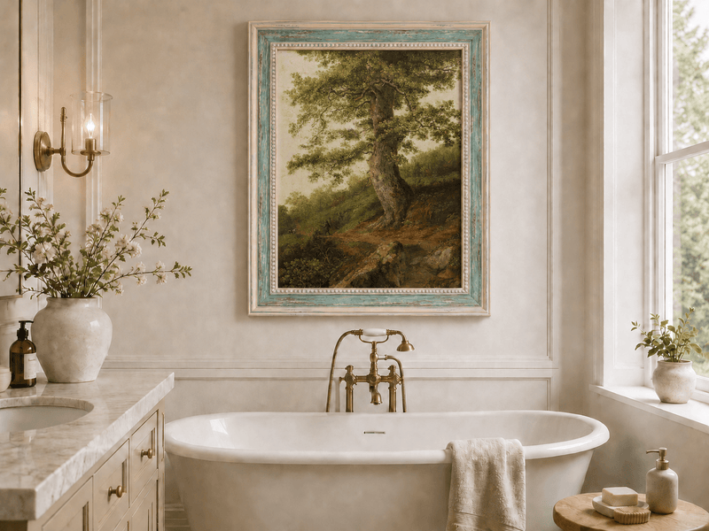 Peinture à l'huile de paysage - Grand chêne ancien