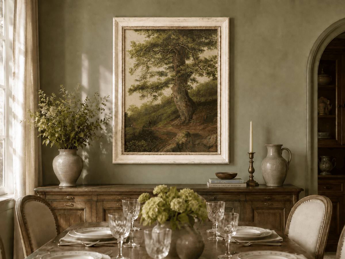 Peinture à l'huile de paysage - Grand chêne ancien