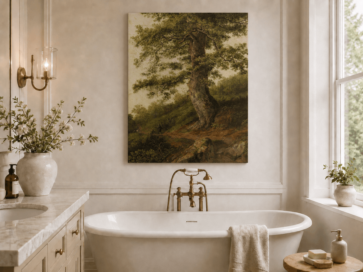 Peinture à l'huile de paysage - Grand chêne ancien
