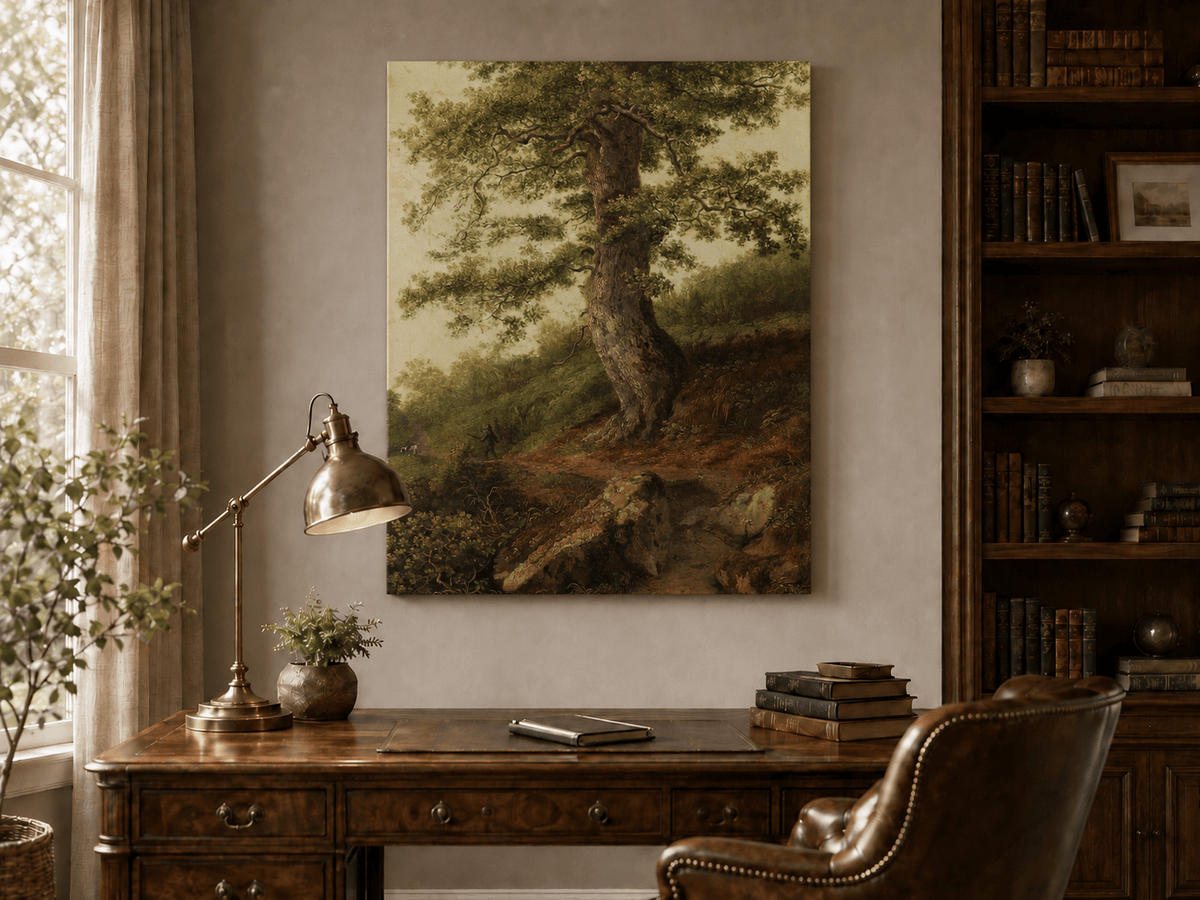 Peinture à l'huile de paysage - Grand chêne ancien