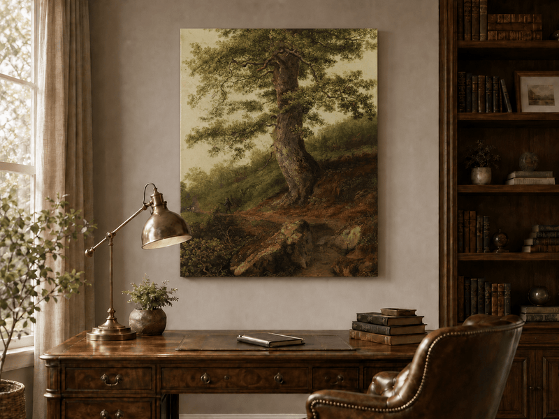 Peinture à l'huile de paysage - Grand chêne ancien