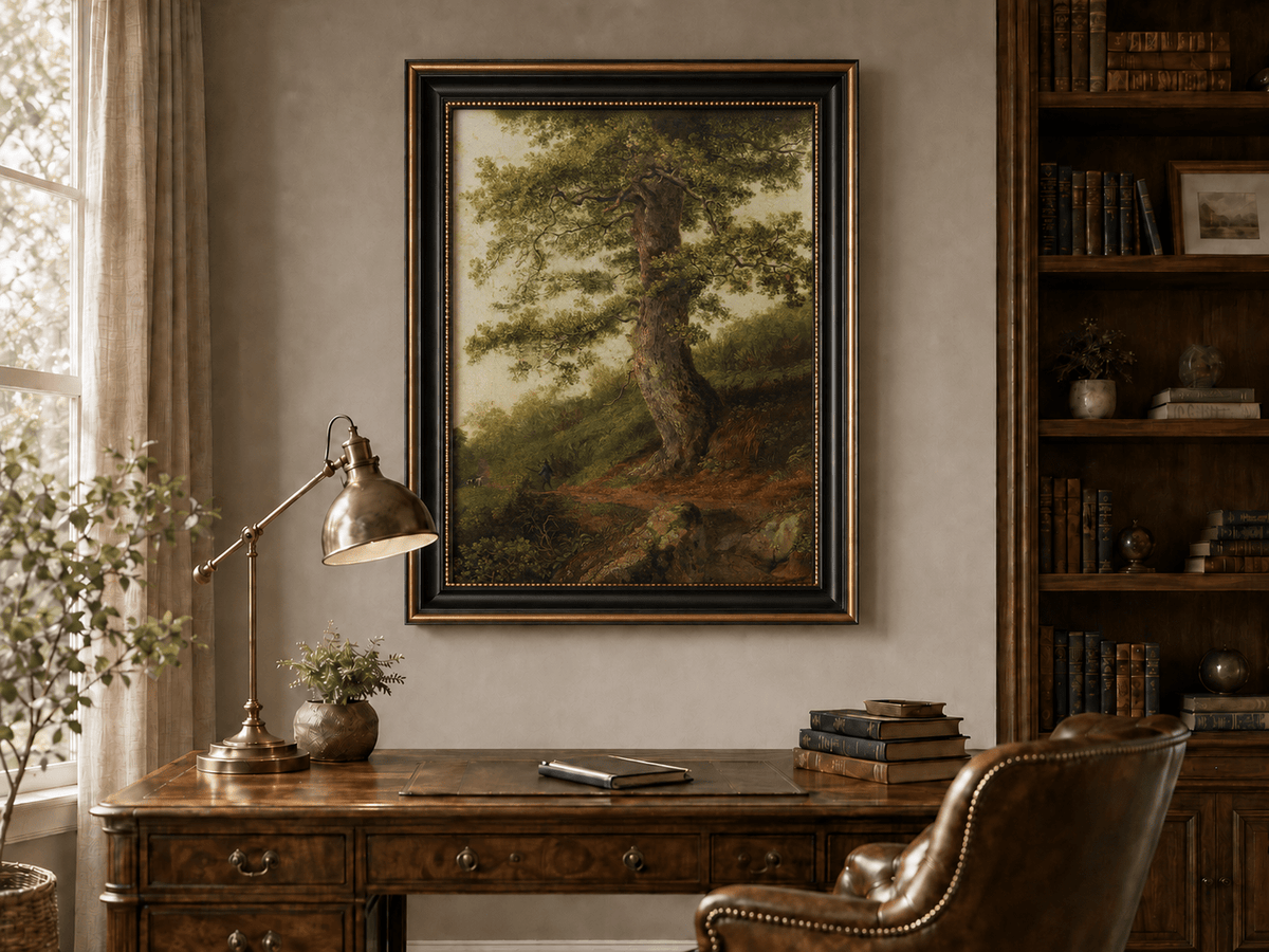 Peinture à l'huile de paysage - Grand chêne ancien