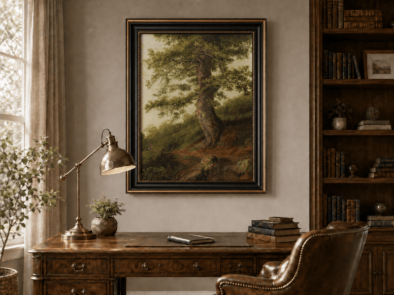 Peinture à l'huile de paysage - Grand chêne ancien