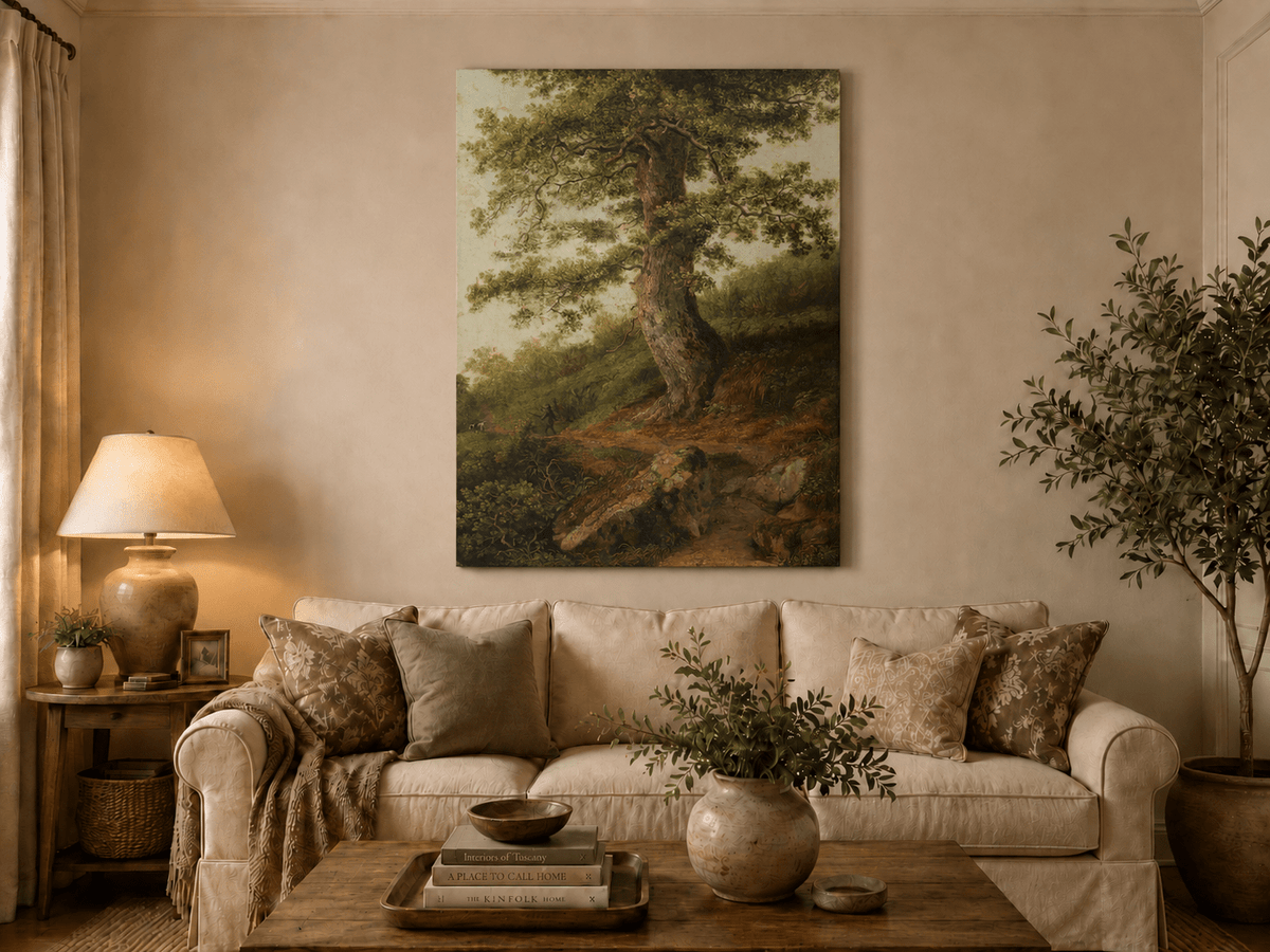 Peinture à l'huile de paysage - Grand chêne ancien