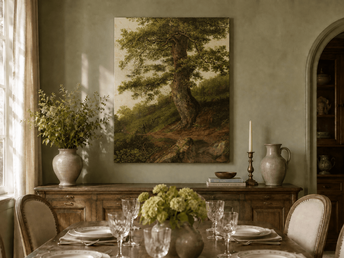 Peinture à l'huile de paysage - Grand chêne ancien