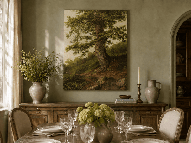 Peinture à l'huile de paysage - Grand chêne ancien