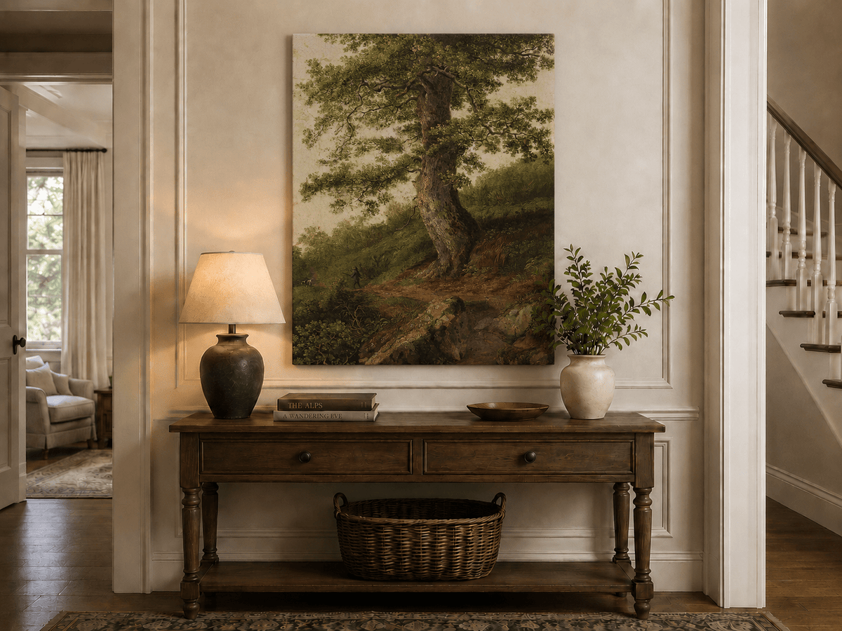 Peinture à l'huile de paysage - Grand chêne ancien