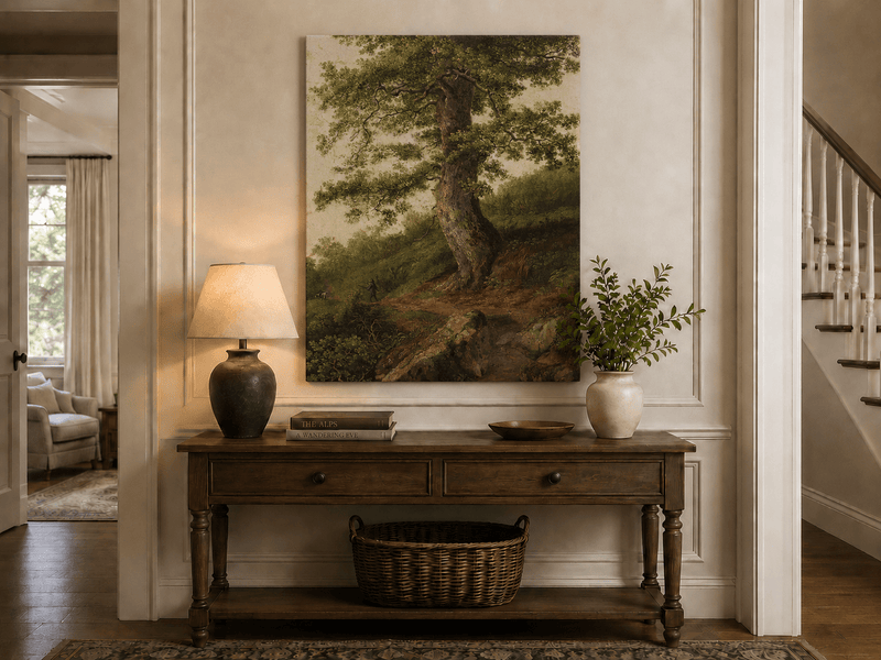 Peinture à l'huile de paysage - Grand chêne ancien