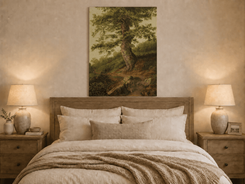 Peinture à l'huile de paysage - Grand chêne ancien