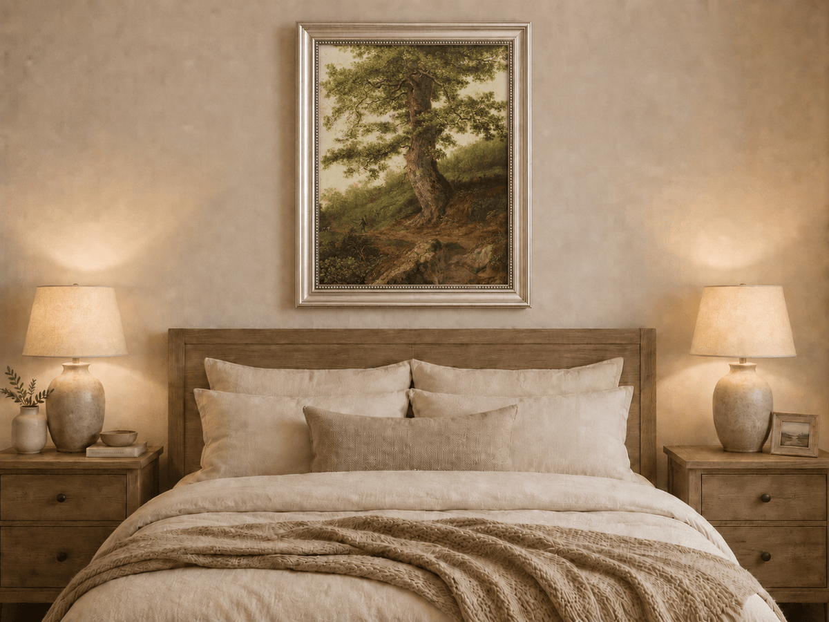 Peinture à l'huile de paysage - Grand chêne ancien