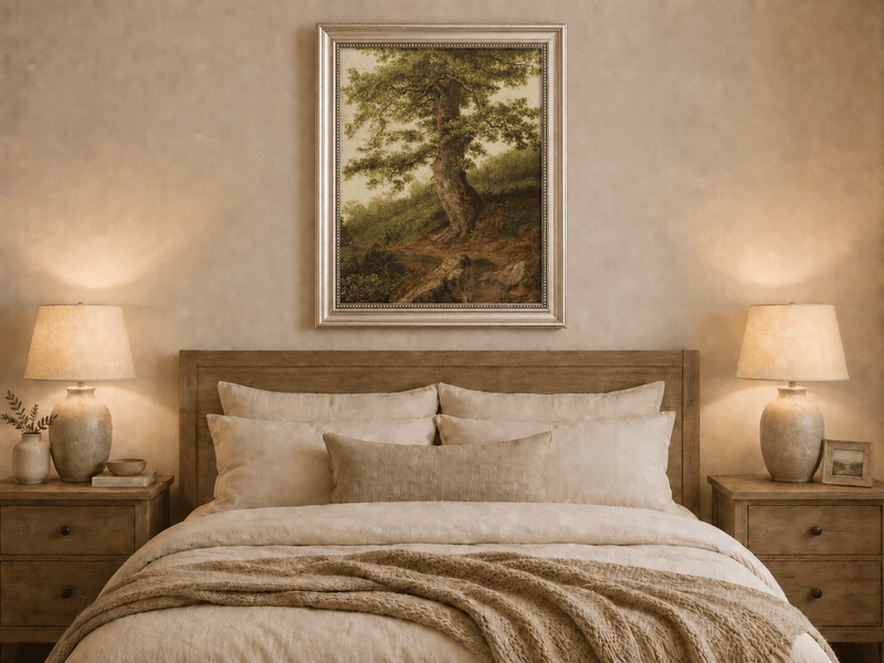 Peinture à l'huile de paysage - Grand chêne ancien