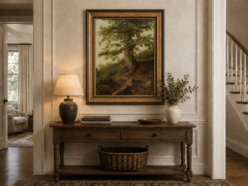 Peinture à l'huile de paysage - Grand chêne ancien