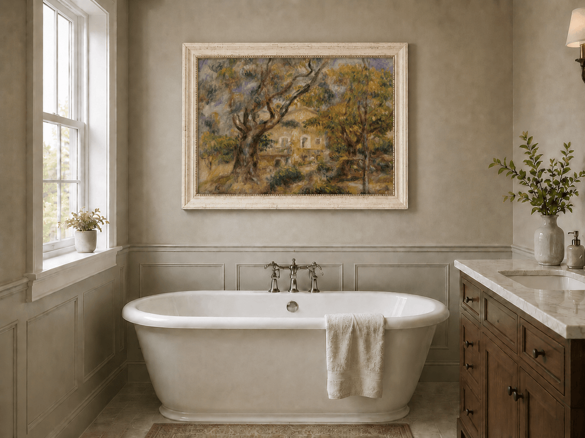 Landscape Oil Painting - Les Collettes Farm Garden in Soft Light