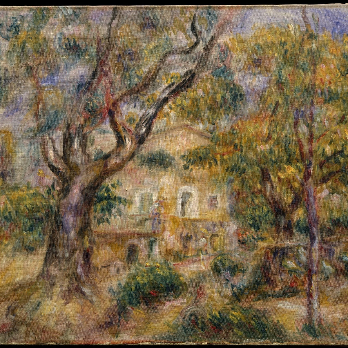 Hand-painted les collettes farm garden in soft light landscape oil painting on canvas