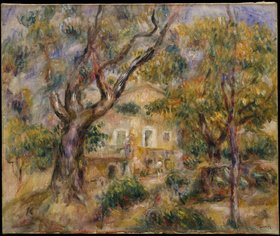 Hand-painted les collettes farm garden in soft light landscape oil painting on canvas