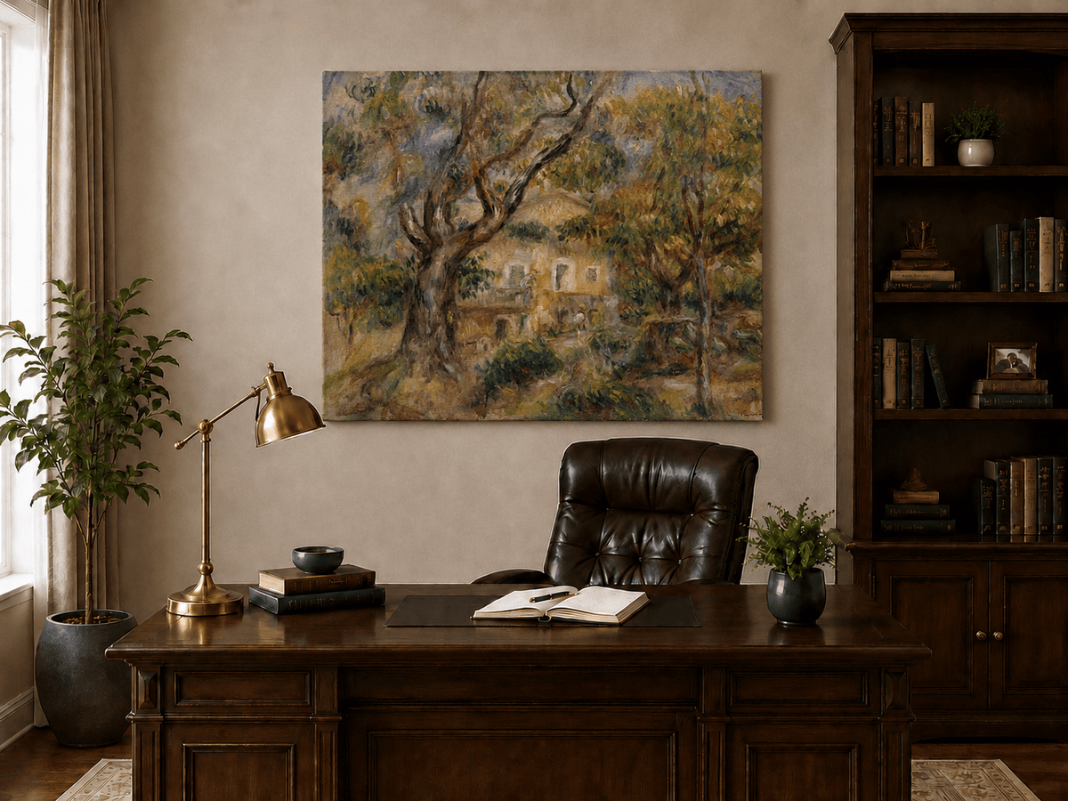 Landscape Oil Painting - Les Collettes Farm Garden in Soft Light