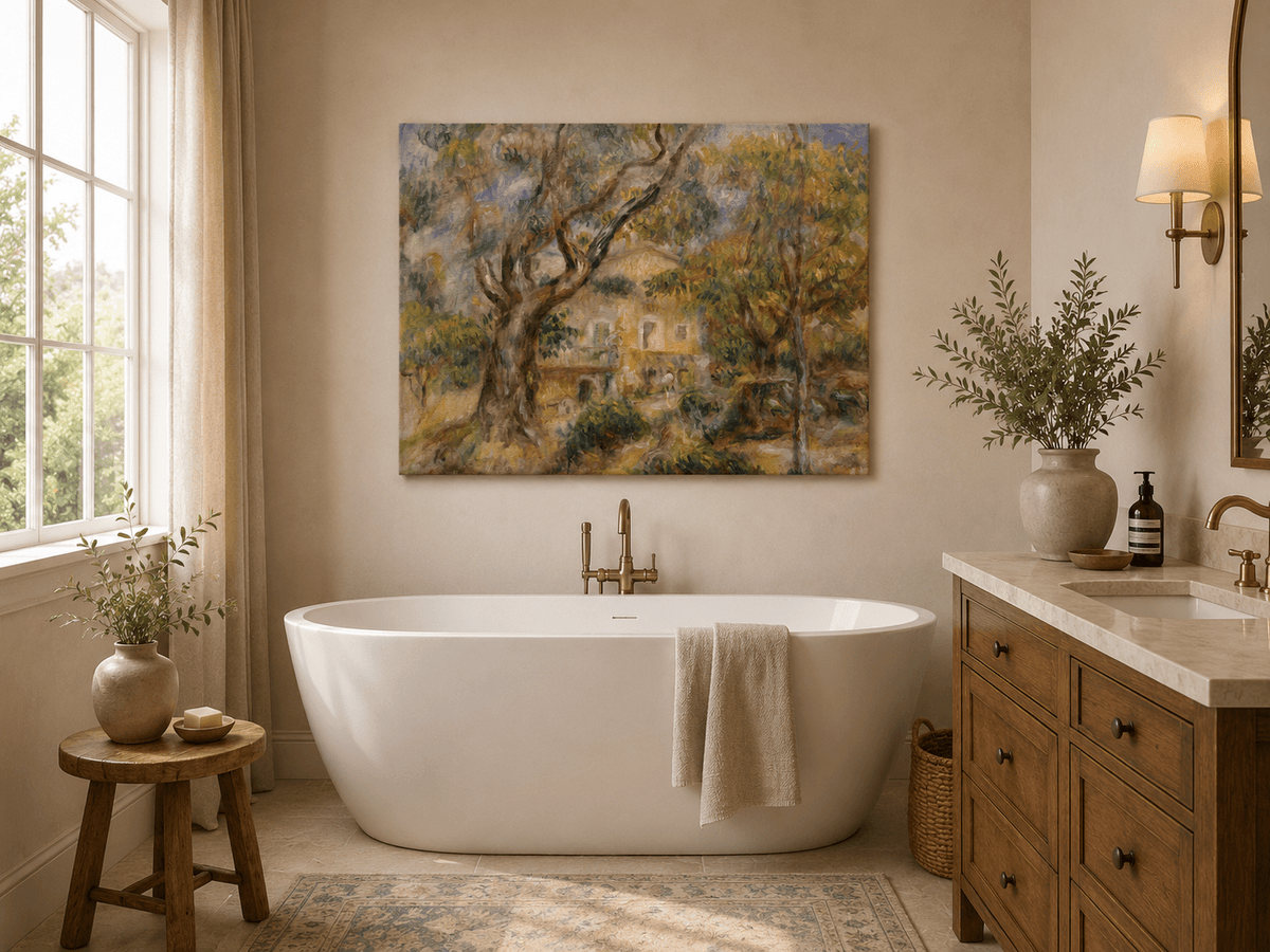 Landscape Oil Painting - Les Collettes Farm Garden in Soft Light