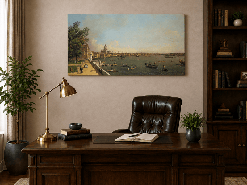 Peinture à l'huile de paysage - Gouffre rocheux spectaculaire avec personnages