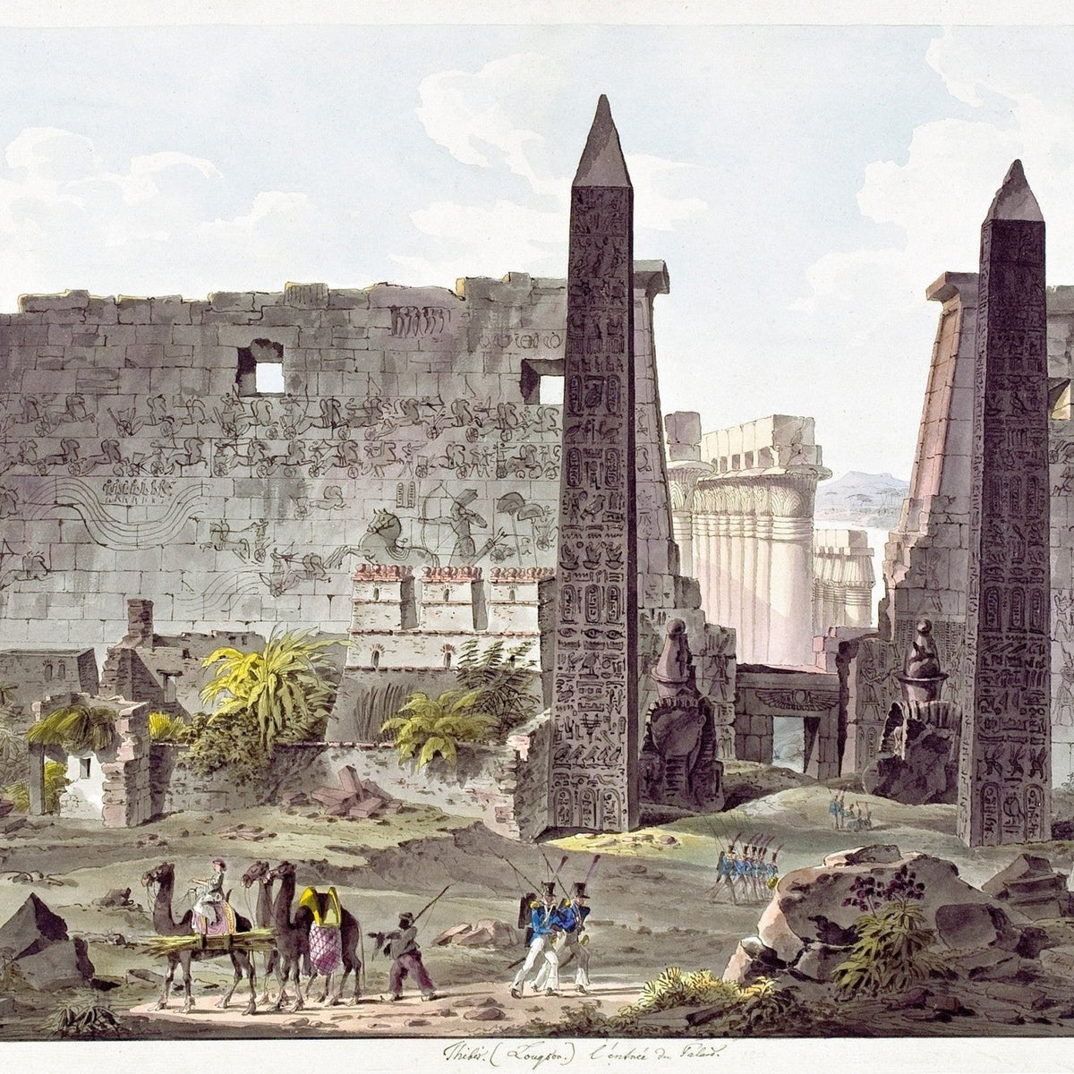 Landscape Oil Painting - Luxor Temple and Obelisk Scene - Oil Painting Haven
